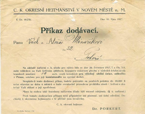 pkaz dodvac (rok 1917)