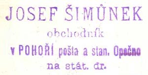Josef Šimůnek - obchodník (rok 1904)