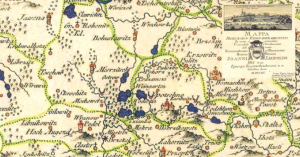 Mapa Královéhradecké diecéze (rok 1790)