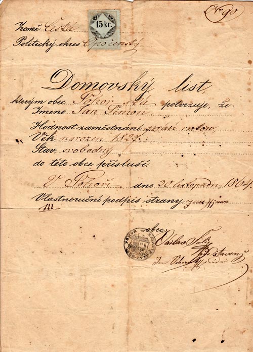 Domovský list (rok 1864)