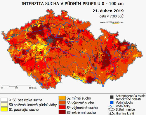 mapa sucha ČR - zdroj intersucho.cz (rok 2019)