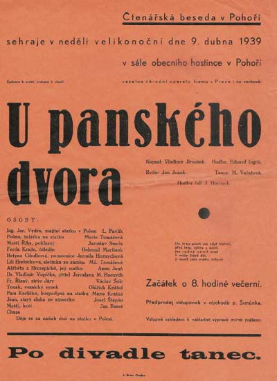 veselá národní opereta U panského dvora (rok 1939)